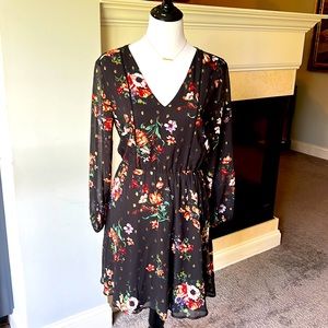 Black floral sheer dress NWT